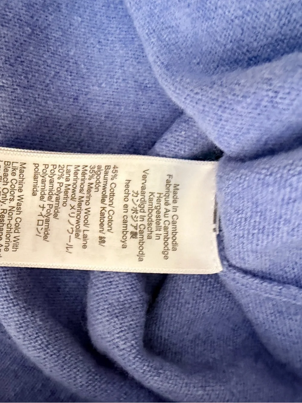 J Crew Teddie blue crew neck merino wool sweater